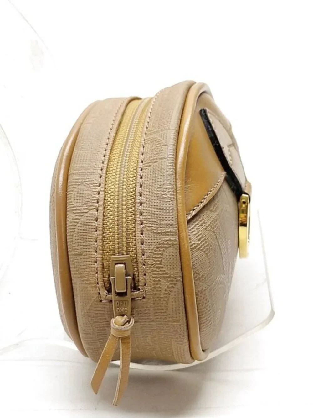 Authentic Christian Dior Trotter Canvas Cosmetic Pouch Beige Zip Makeup Case Vin